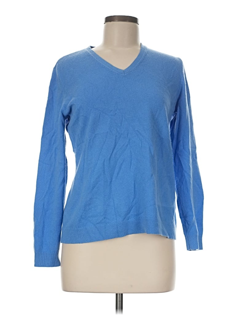 Pre-owned Lands' End Cashmere Pullover Sweater In Blue