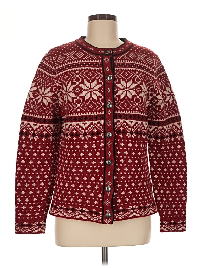 Pre-owned L.l.bean Wool Cardigan Sweater In Red