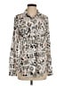 Karl Lagerfeld Paris 100% Polyester Print Silver Long Sleeve Blouse Size S - photo 1
