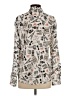 Karl Lagerfeld Paris 100% Polyester Print Silver Long Sleeve Blouse Size S - photo 2
