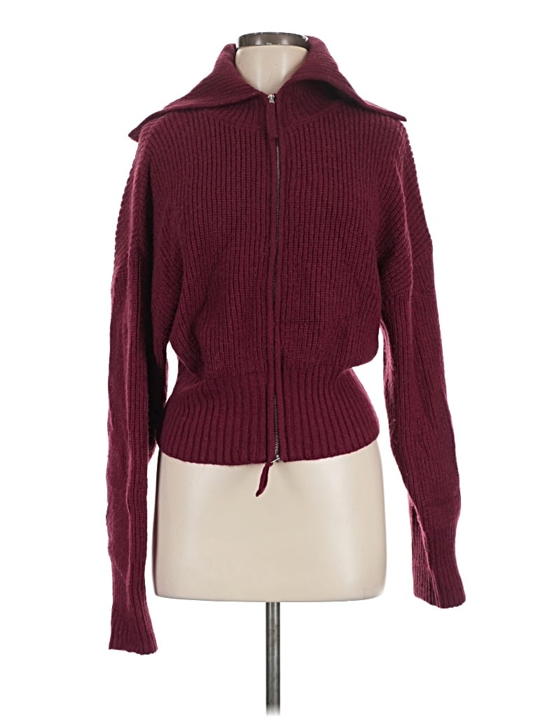 Pre-owned Zenana Cardigan Sweater In Burgundy