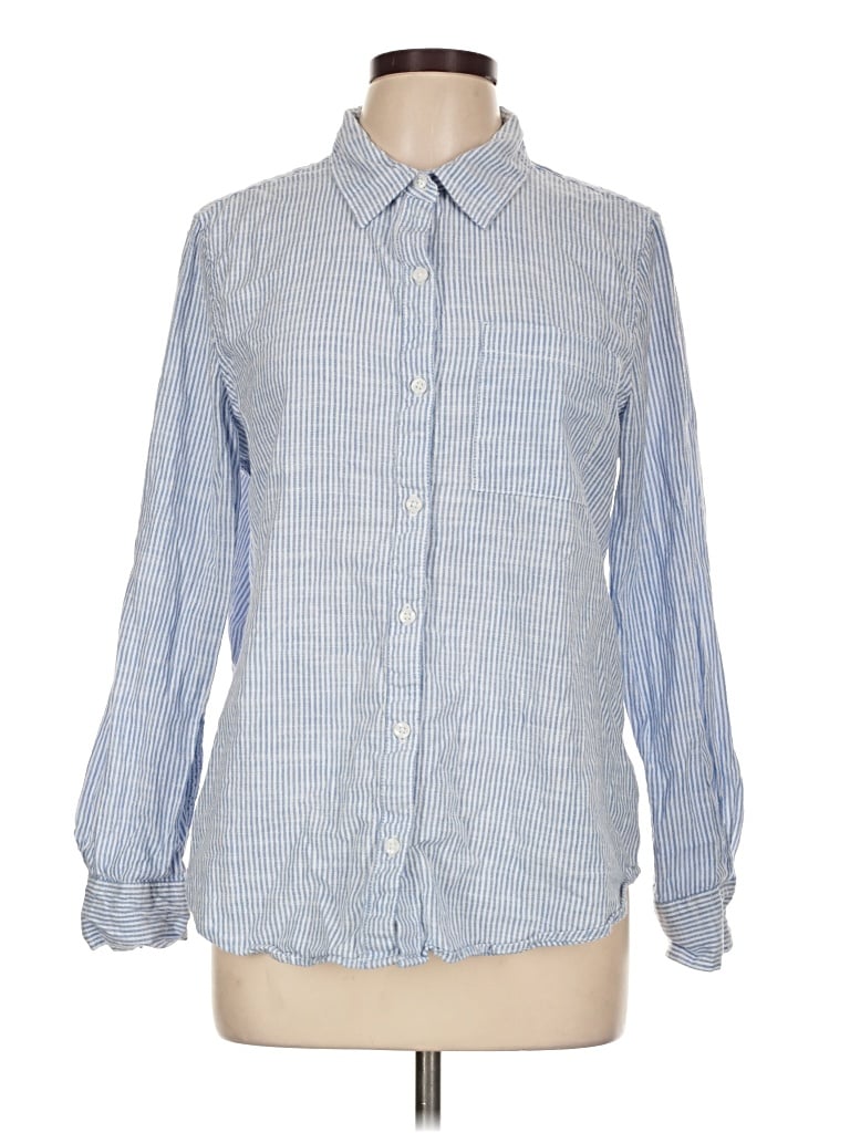 Pre-owned Lola River Long Sleeve Button Down Shirt In Blue
