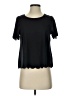 Topshop 100% Polyester Black Short Sleeve Top Size 4 - photo 1