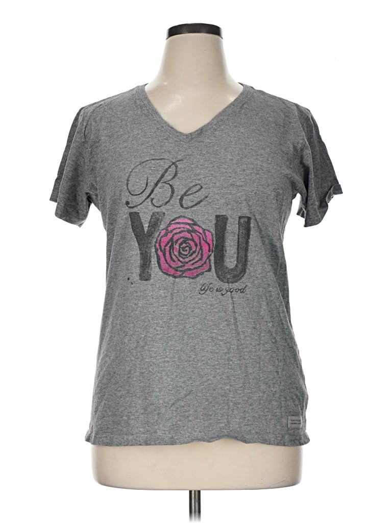 Pre-owned Life Is Good Short Sleeve T-shirt In Gray