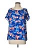 Rose + Olive 100% Polyester Blue Short Sleeve Blouse Size L - photo 1