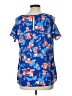 Rose + Olive 100% Polyester Blue Short Sleeve Blouse Size L - photo 2
