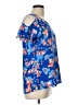 Rose + Olive 100% Polyester Blue Short Sleeve Blouse Size L - photo 4