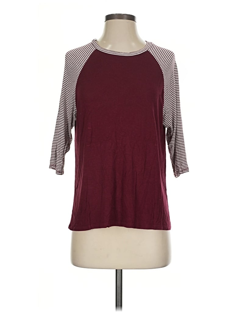 Pre-owned Dee Elly 3/4 Sleeve T-shirt In Burgundy