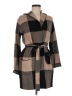 Tahari Checkered-gingham Tan Brown Coat Size M - photo 1