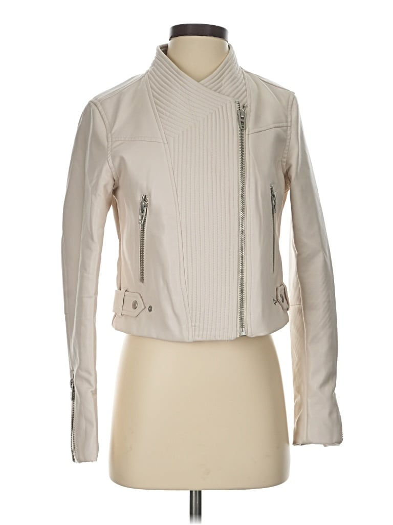 Pre-owned Blanknyc Blank Nyc Faux Leather Jacket In Ivory