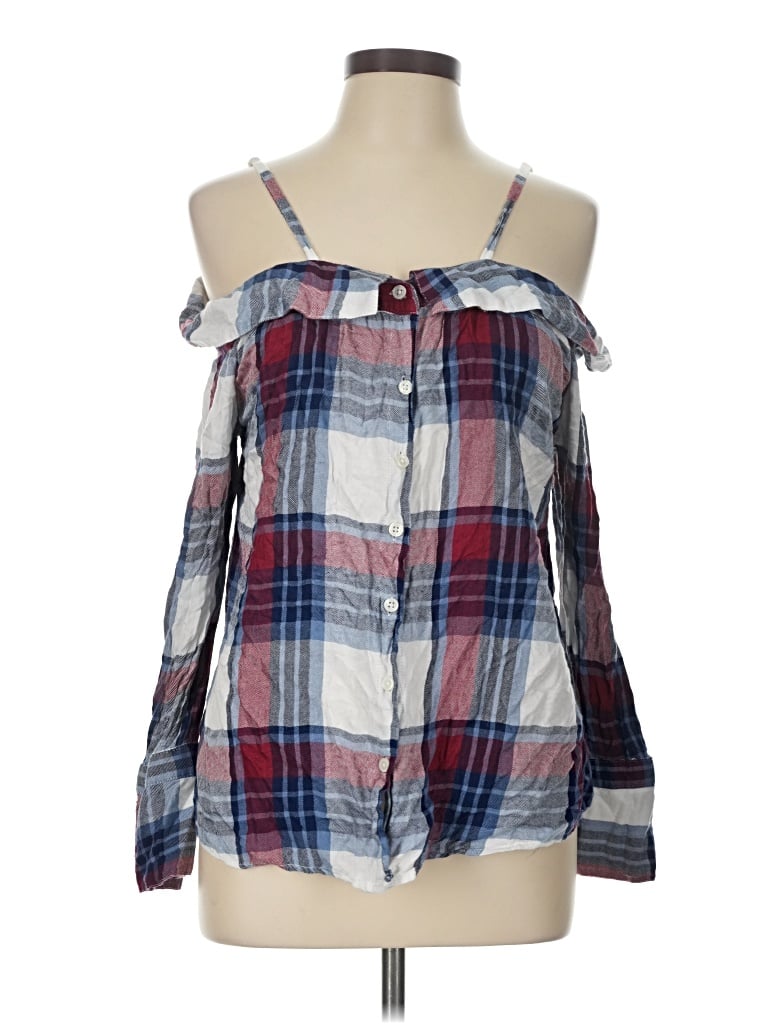 Pre-owned Francesca's Long Sleeve Blouse In Blue