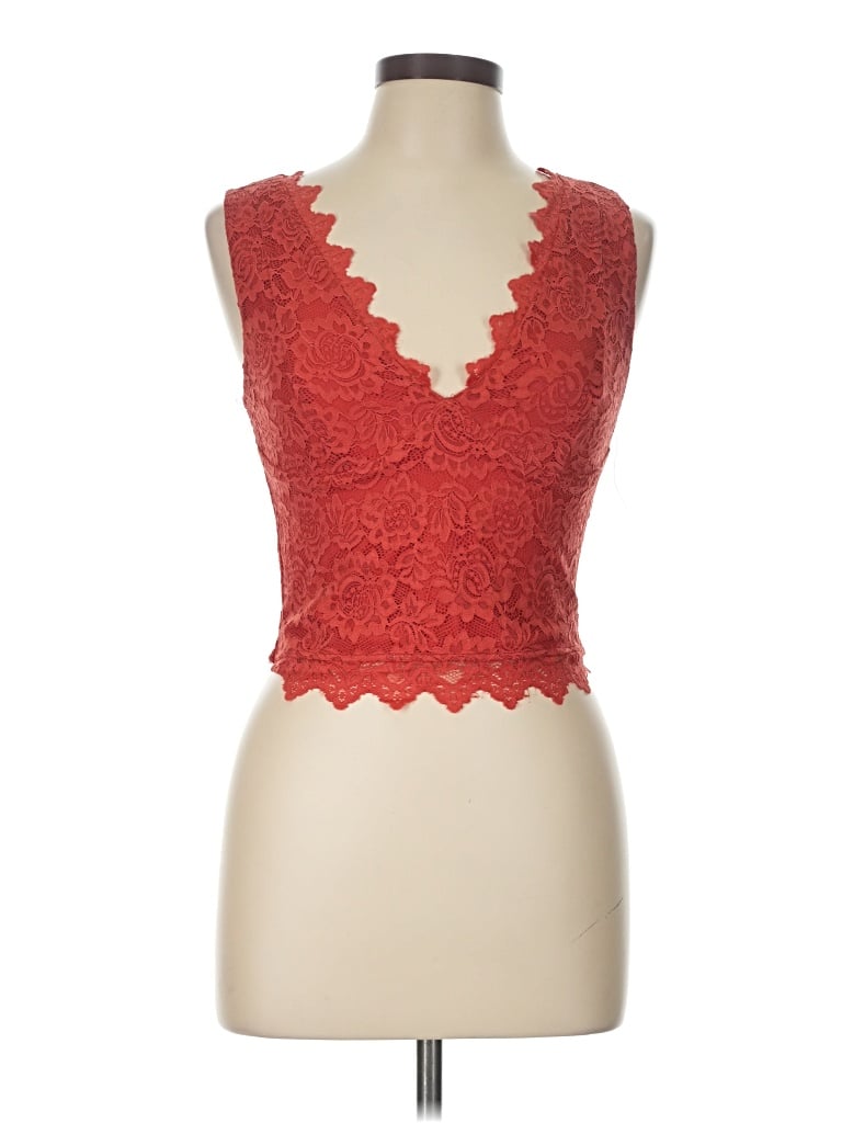 Pre-owned Reoria Sleeveless Top Red Sweetheart Neckline Tops