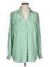 Ann Taylor 100% Polyester Checkered-gingham Green Long Sleeve Blouse Size L - photo 1