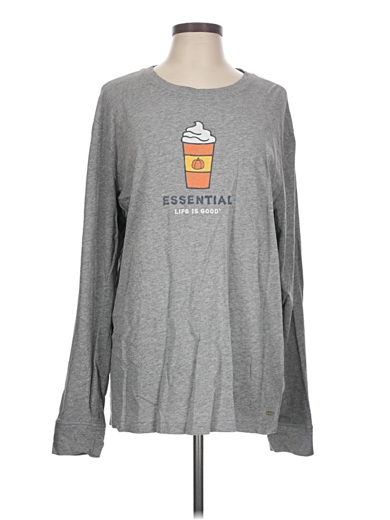 Pre-owned Life Is Good Long Sleeve T-shirt In Gray