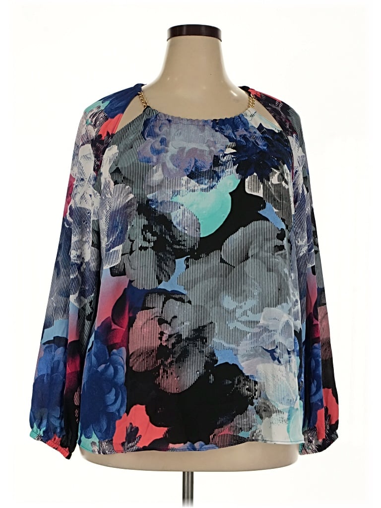 Bold Elements 3/4 Sleeve Blouse In Blue