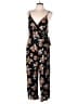 Xhilaration 100% Rayon Floral Black Jumpsuit Size XL - photo 1