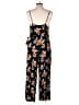 Xhilaration 100% Rayon Floral Black Jumpsuit Size XL - photo 2