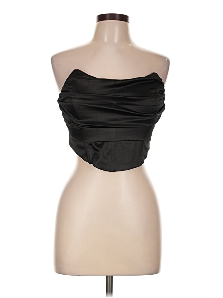 Pre-owned Blue Blush Tube Top Black Strapless Neckline Tops