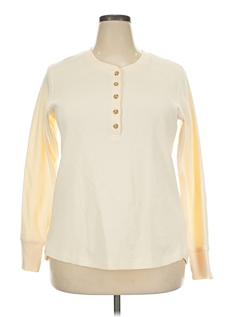 Pre-owned Duluth Trading Co. Long Sleeve Henley Shirt In Ivory