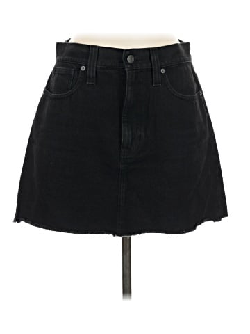 Madewell McCarren Raw-Hem Jean Skirt in Washed Black (view 1)