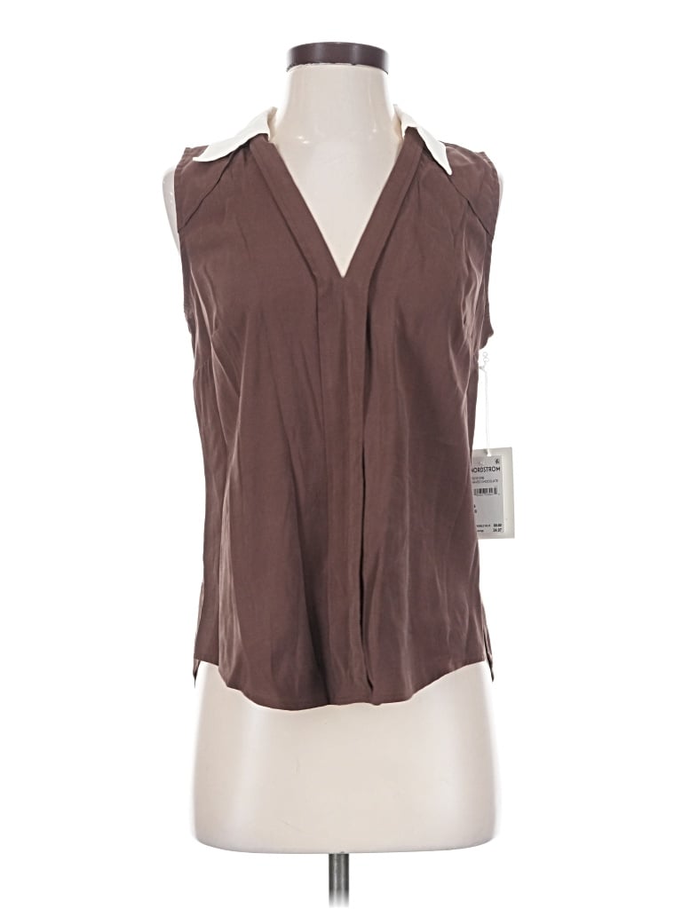 Pre-owned Parker Sleeveless Blouse In Brown