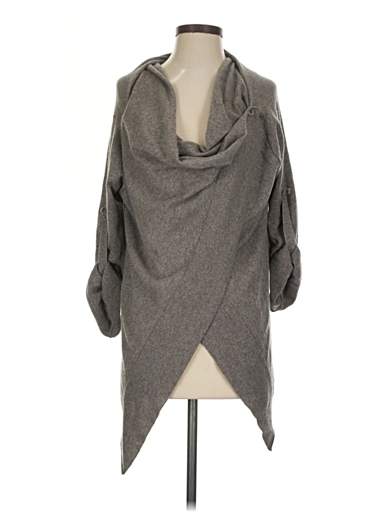 Pre-owned Garnet Hill Cashmere Cardigan Sweater In Gray