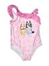 Bluey Hearts Pink One Piece Swimsuit Size 4 - photo 1