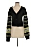 Central Park West Chevron-herringbone Black Cardigan Size Sm - photo 1