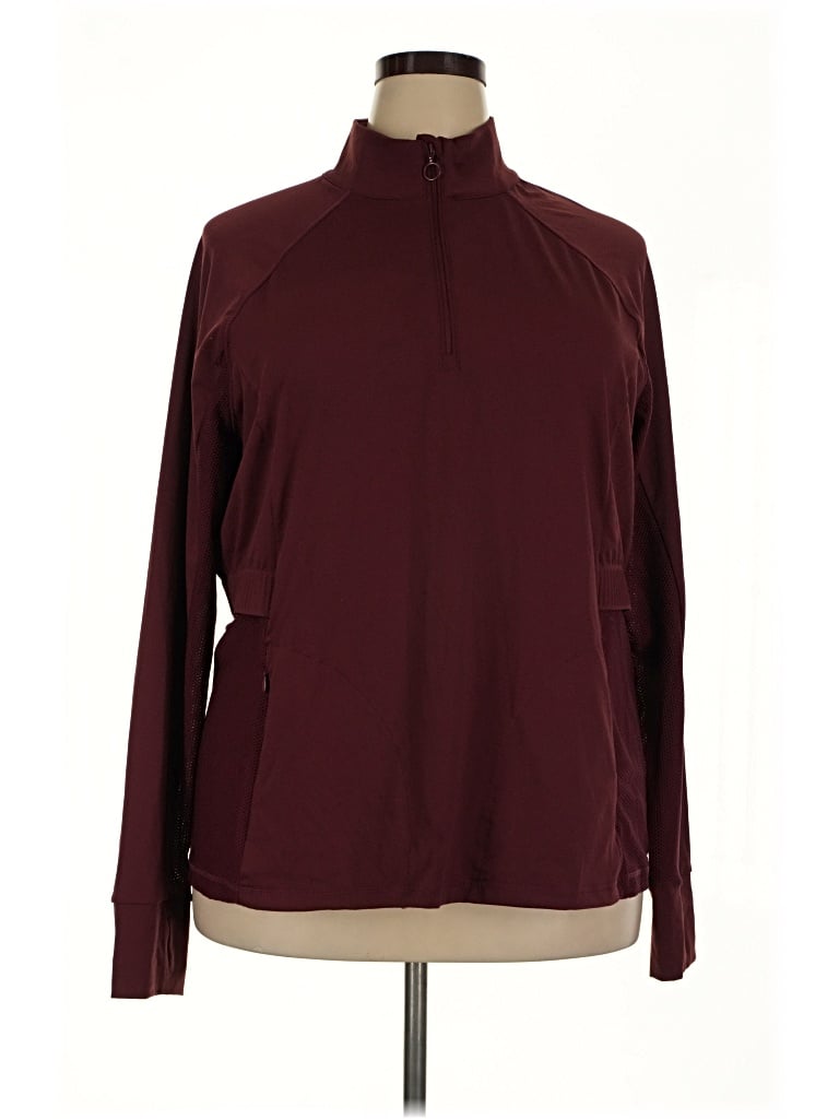 Pre-owned Fabletics Track Jacket In Burgundy