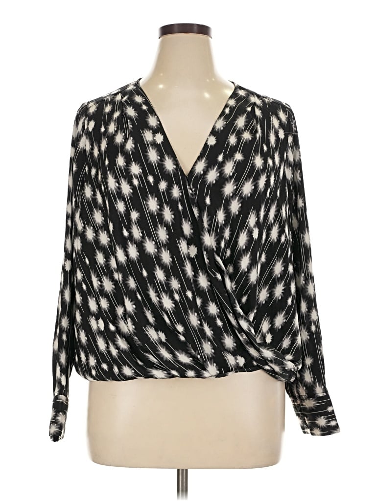 Pre-owned Halogen Long Sleeve Blouse In Black