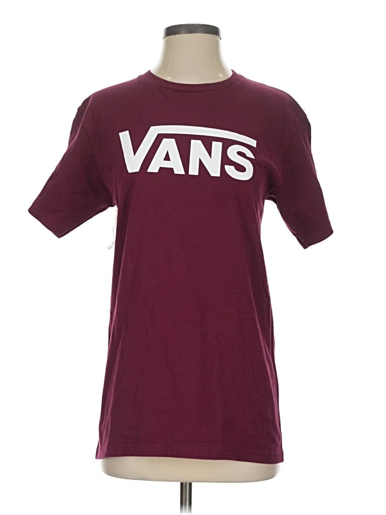 Pre-owned Vans Short Sleeve T-shirt In Burgundy