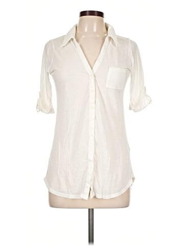 Velvet 3/4 Sleeve Button-Down Shirt (view 1)