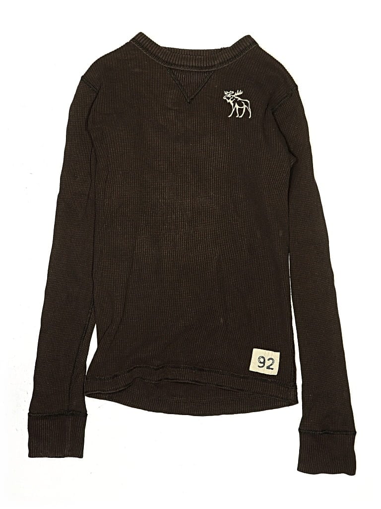 Pre-owned Abercrombie Kids' Long Sleeve Henley Shirt In Brown