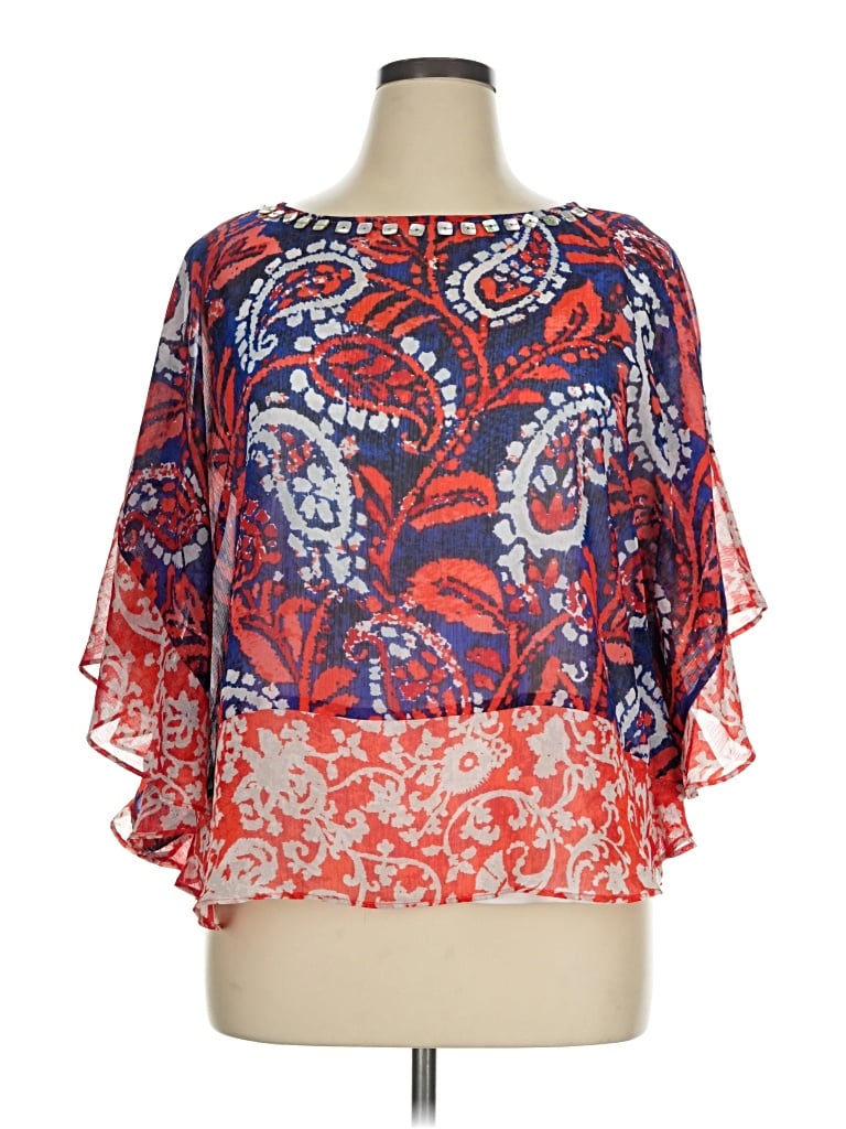 Pre-owned Ruby Rd. 3/4 Sleeve Blouse In Red