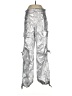 Zara Metallic Silver Cargo Pants Size M - photo 1