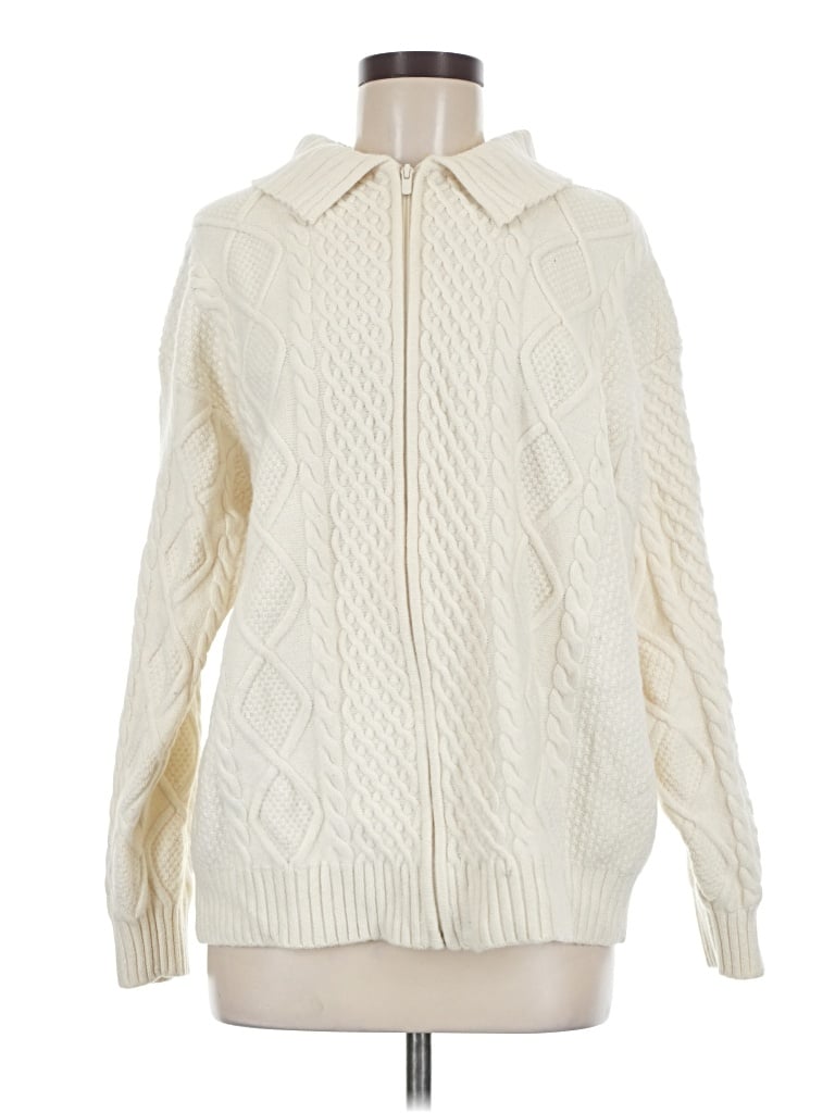 Pre-owned Sunday Best Wool Cardigan Sweater In Ivory