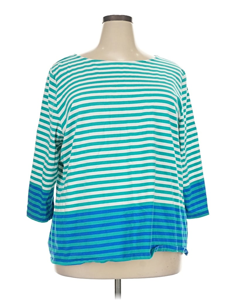 Pre-owned Ruby Rd. 3/4 Sleeve Top Teal Boatneck Tops