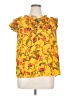 Rose + Olive 100% Polyester Yellow Short Sleeve Blouse Size XL - photo 1