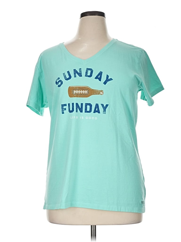 Pre-owned Life Is Good Short Sleeve T-shirt In Teal