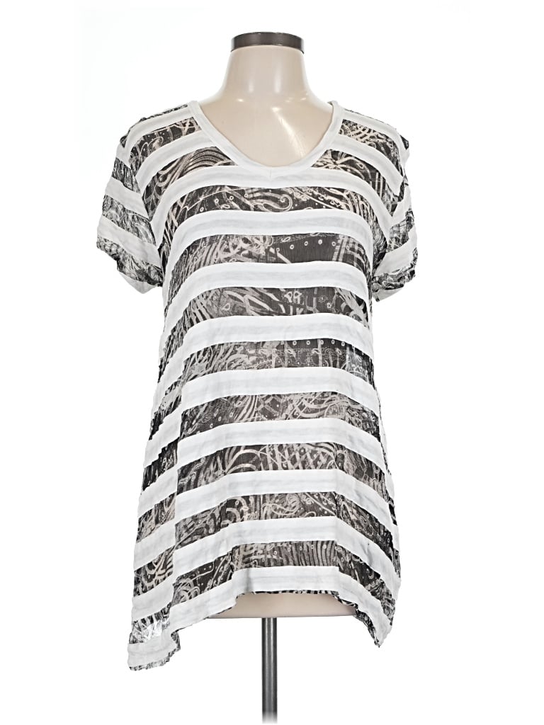 Pre-owned Empyre Short Sleeve Top Silver Scoop Neck Tops