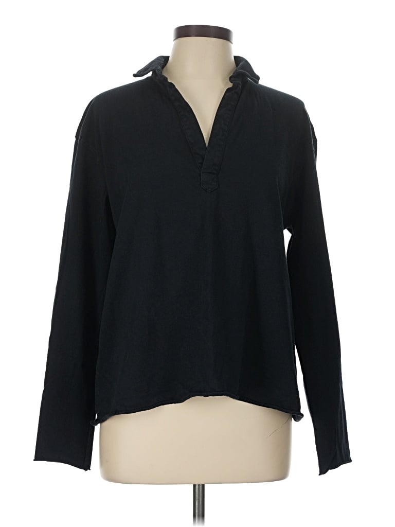Pre-owned Frank & Eileen Long Sleeve Blouse In Black