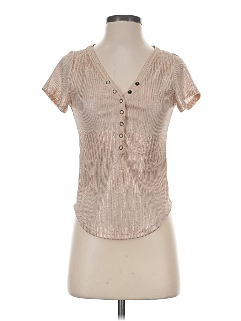 Pre-owned Pilcro Short Sleeve Henley Shirt In Tan