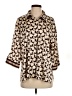 Glam 100% Polyester Animal Print Brown 3/4 Sleeve Blouse Size S - photo 1