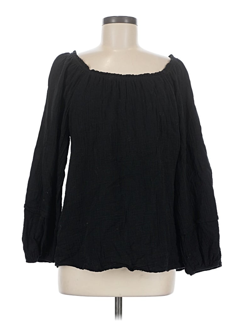 Pre-owned Gibson Look Long Sleeve Blouse In Black