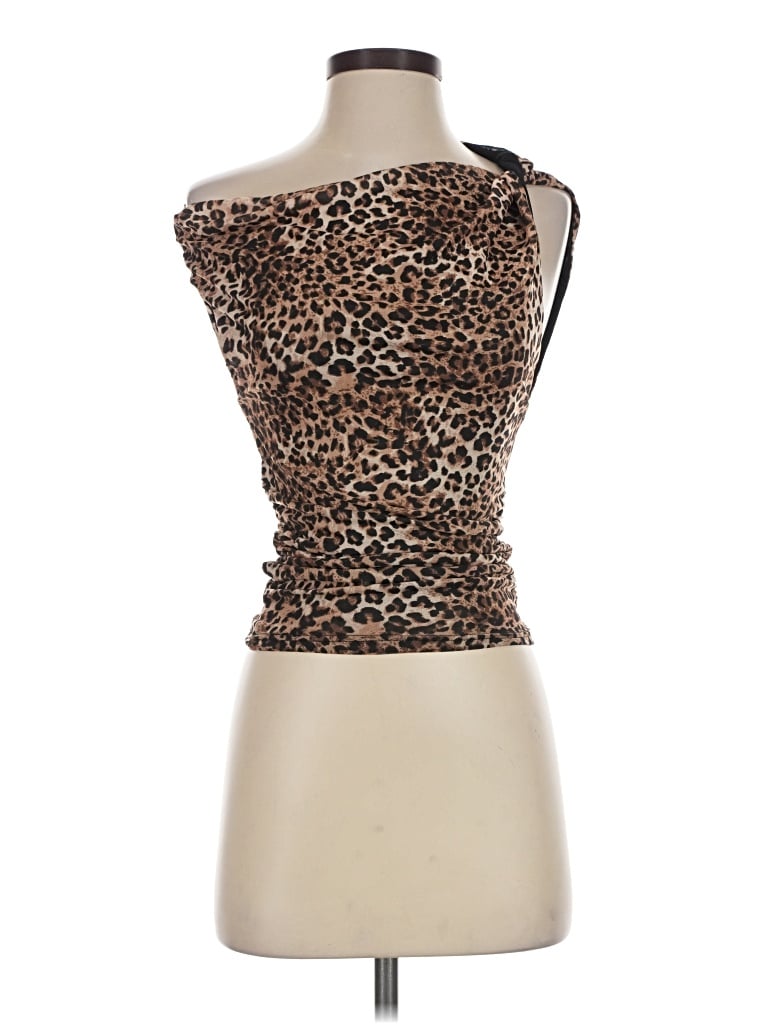 Pre-owned Vici Sleeveless Top Brown One Shoulder Neckline Tops