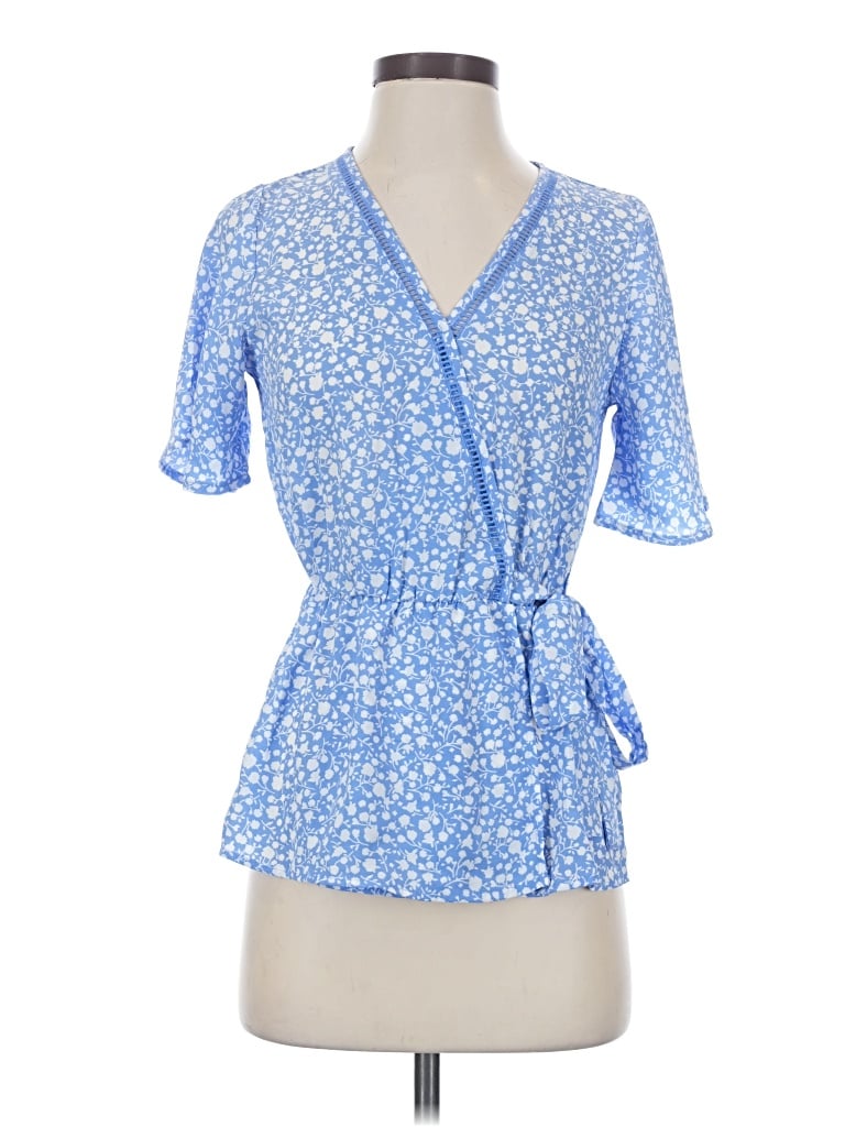 Sienna Sky Short Sleeve Blouse In Blue