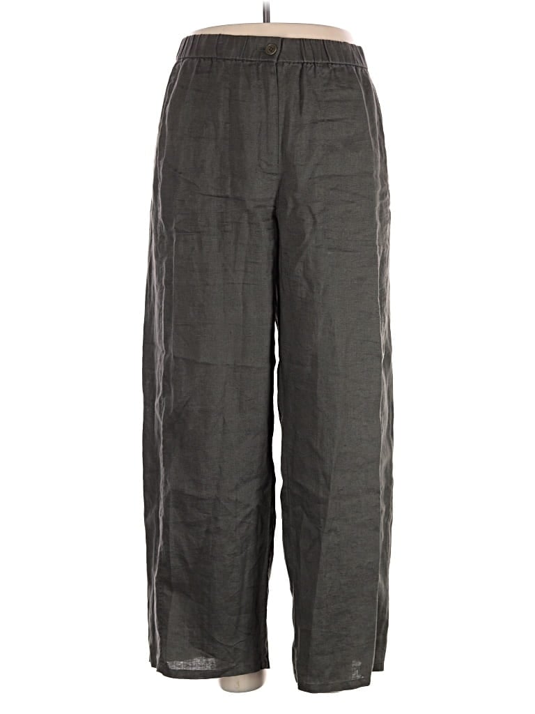 Pre-owned Eileen Fisher Linen Pants In Gray