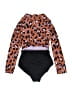 Art Class Animal Print Brown Orange Two Piece Swimsuit Size 8 - photo 1