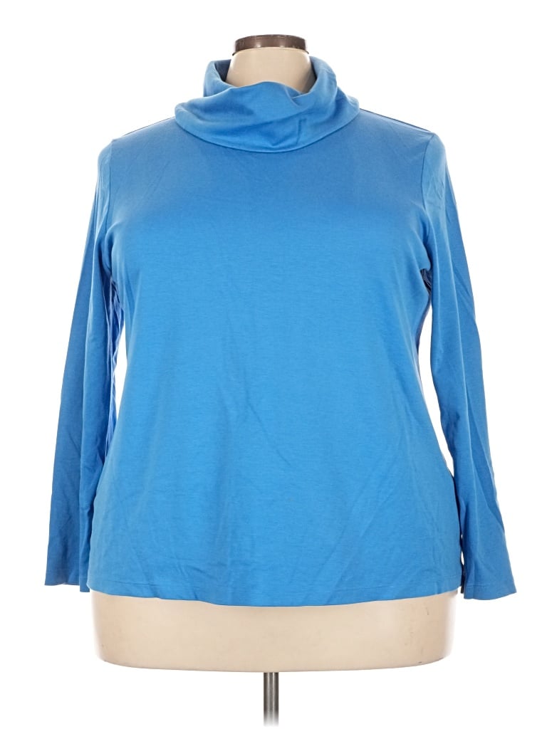 Pre-owned L.l.bean Long Sleeve Top Blue Cowl Neck Tops