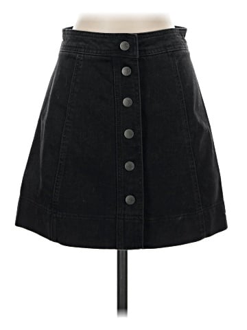 Madewell Metropolis Snap Jean Skirt in Rawley Black (view 1)